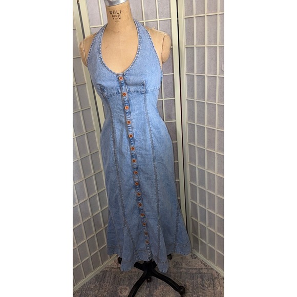 Maeve Dresses & Skirts - MAEVE By Anthropologie Coastal Cowgirl Button Front Corset Halter Denim Dress 2